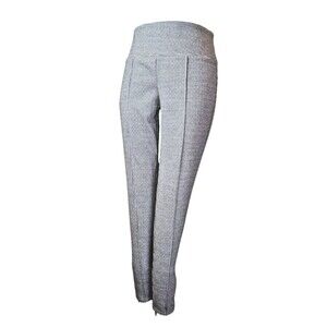 Nine West Leggings 5 Gray Knit Eleastic Waist Cross Stitch (W28 L26)